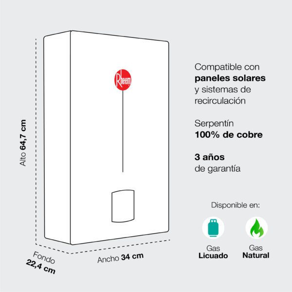 CALEFONT RHEEM TIRO NATURAL 10 LITROS - Imagen 4