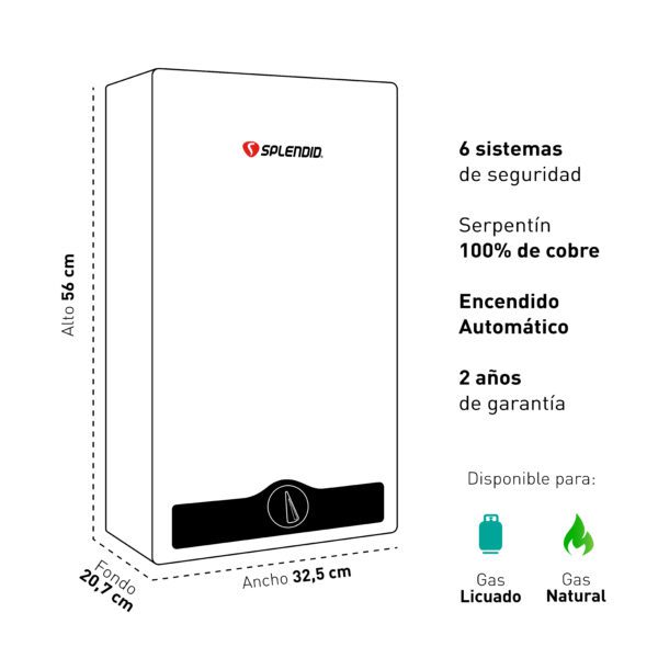 CALEFONT SPLENDID TIRO NATURAL 10 LITROS - Imagen 3