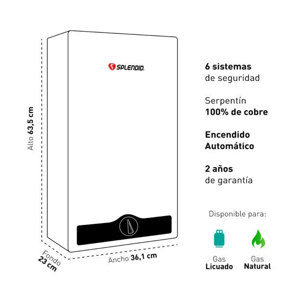 CALEFONT SPLENDID TIRO NATURAL 13 LITROS - Imagen 3