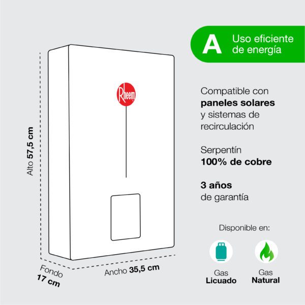 CALEFONT RHEEM TIRO FORZADO 14 LITROS - Imagen 4