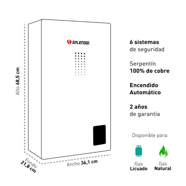 CALEFONT SPLENDID TIRO NATURAL 14 LITROS - Imagen 3