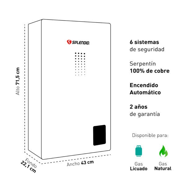 CALEFONT SPLENDID TIRO NATURAL 16 LITROS - Imagen 3