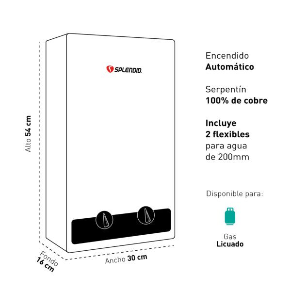 CALEFONT SPLENDID TIRO NATURAL 7 LITROS GAS LICUADO - Imagen 3