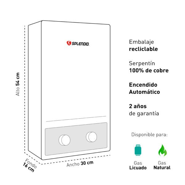 CALEFONT SPLENDID TIRO NATURAL 8 LITROS - Imagen 3